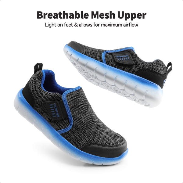 [EZ-Ons MightyMovers+] Kids Scuff-Resistant Toe Comfortable Running Shoes - BLACK/GREY/ROYAL - 1